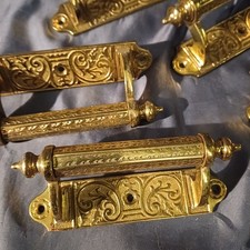 Set Of 6 Ornate Brass Sash